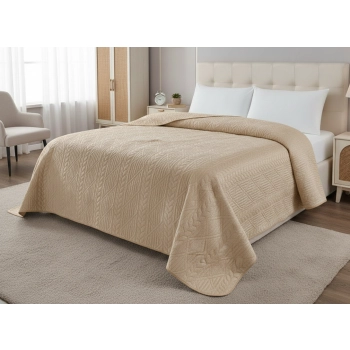 Narzuta 220x240 welurowa beżowa tłoczona gruba NP01